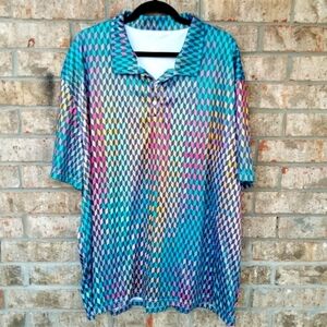 Colorful- Fun Design Graphic Golf Polo (Men 4XL) SSleeve Stretch Sport Shirt
